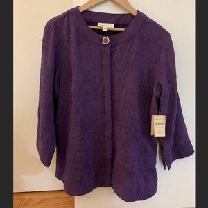 NWT Coldwater Creek Women's "Faux Chamois" Jacket, Purple, Size: 16